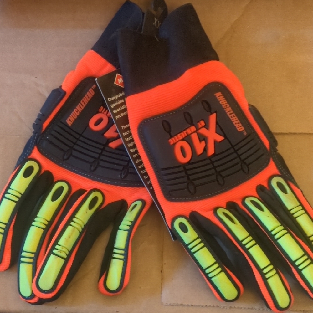 Majestic Knucklehead X10 Gloves - Neon Orange and Green